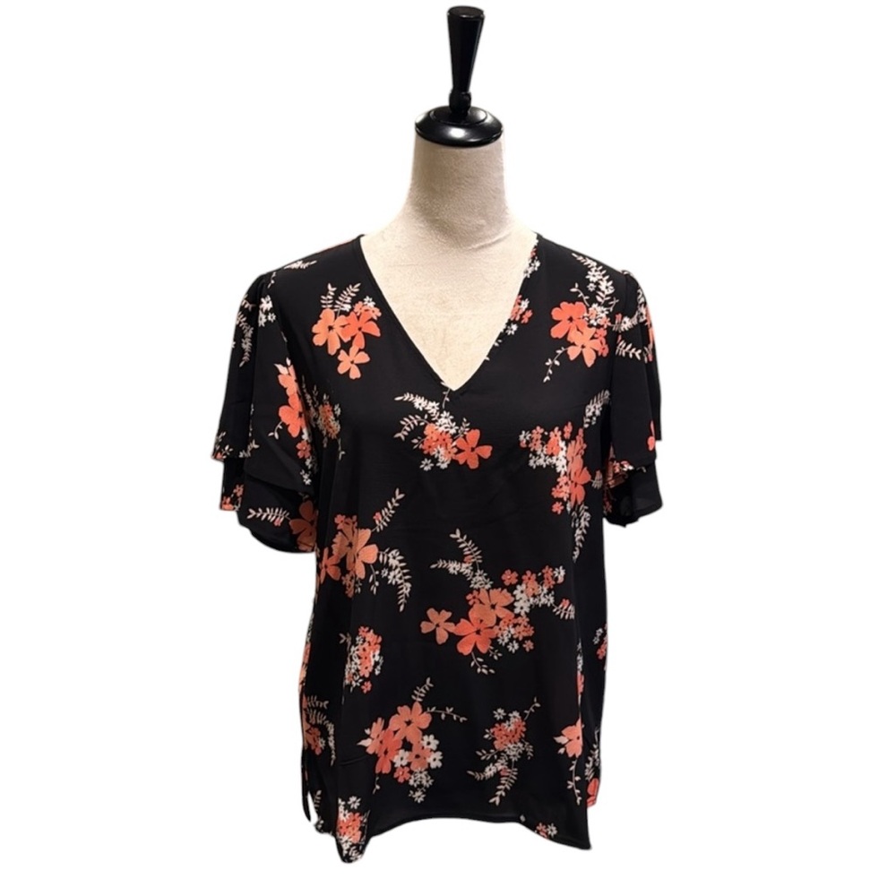 Michael Kors Black/Pink Floral Blouse